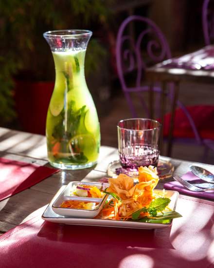 Château Castigno Thaï restaurant Bouchées croustillantes Eau infusée